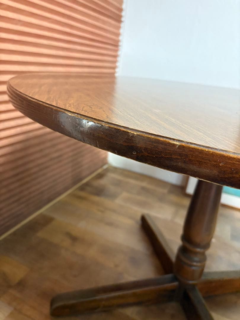 キツツキ　飛騨産業　昭和レトロ　ヴィンテージ　ダイニングテーブル　丸テーブル