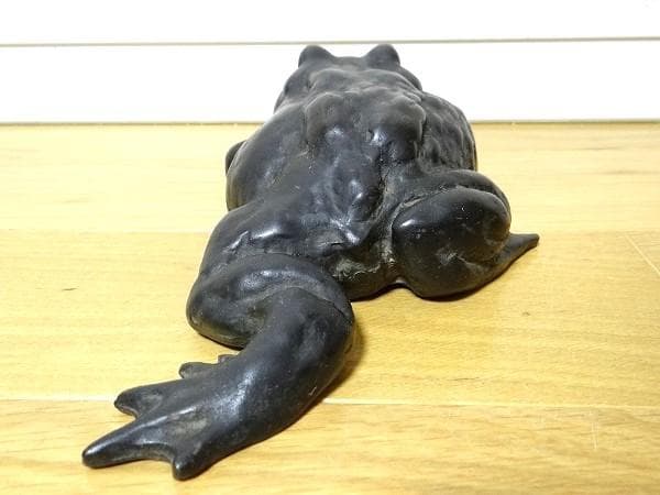 アンティーク 青銅 蛙 カエル 骨董品 オブジェ 置物 幸運 金運 昭和 当時物