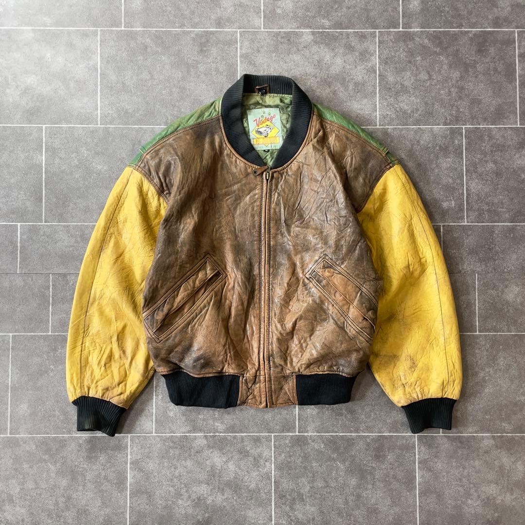 ヴィンテージ M.Julian 本革 レザーボンバージャケット 切替カラー