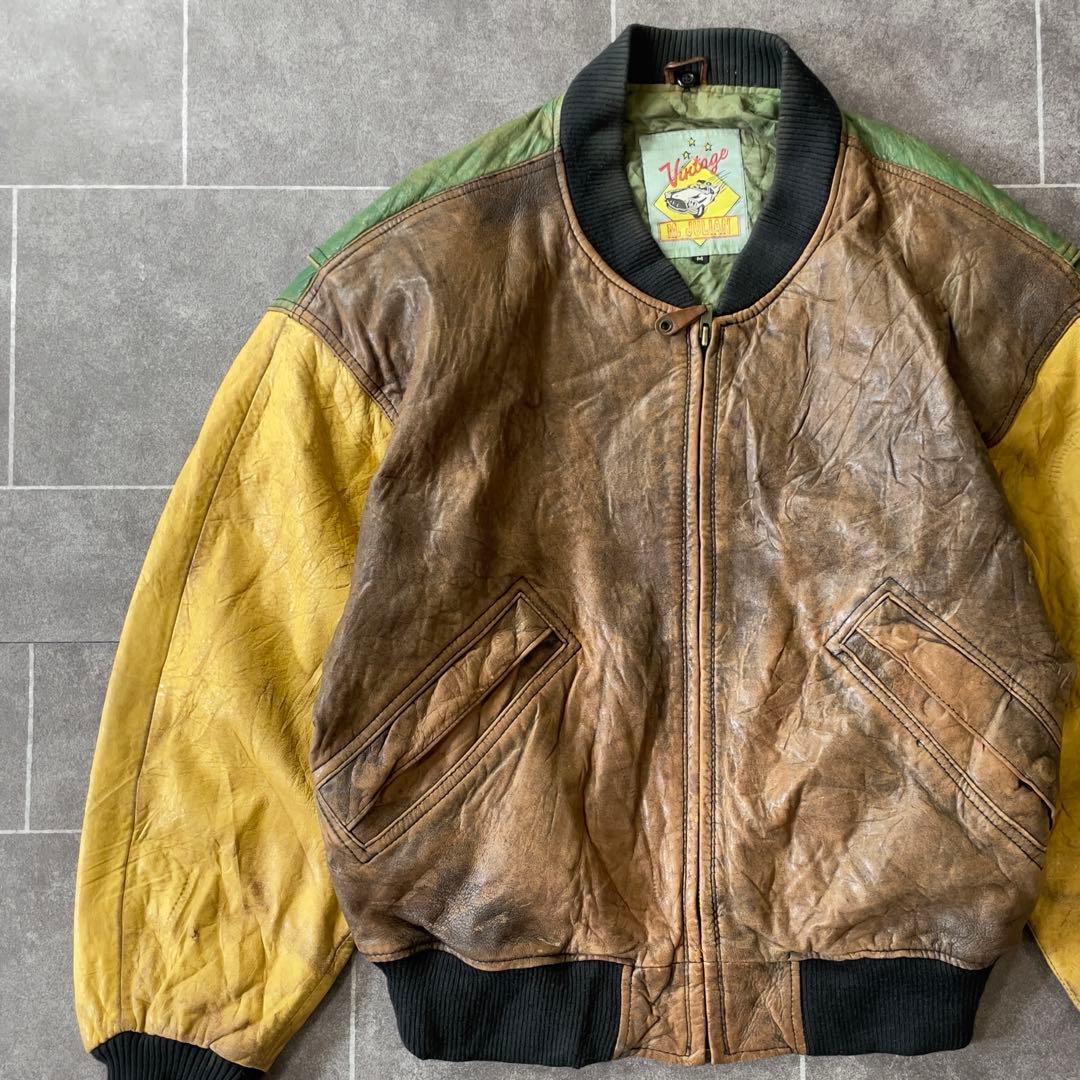 ヴィンテージ M.Julian 本革 レザーボンバージャケット 切替カラー