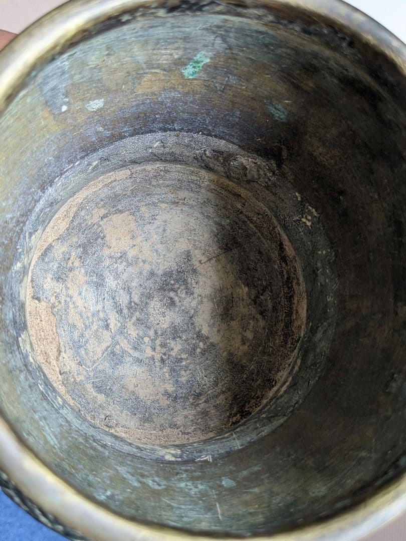 ♦分銅 花卉図紋香炉 唐金 江戸 幕末 文化文政コレクション骨董品アンティーク