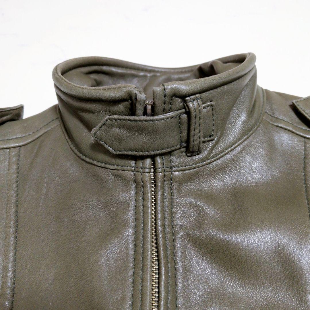 【希少カラー】メンズビギ シングルライダース ラムレザー カーキブラウン М