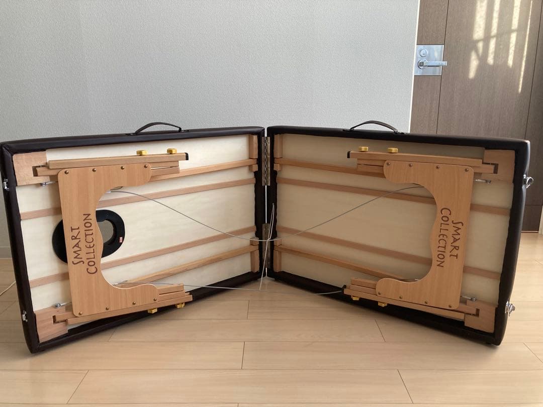 軽量　折りたたみ　マッサージベッド ブラウン　キャリーバッグ付　簡単組立　木製