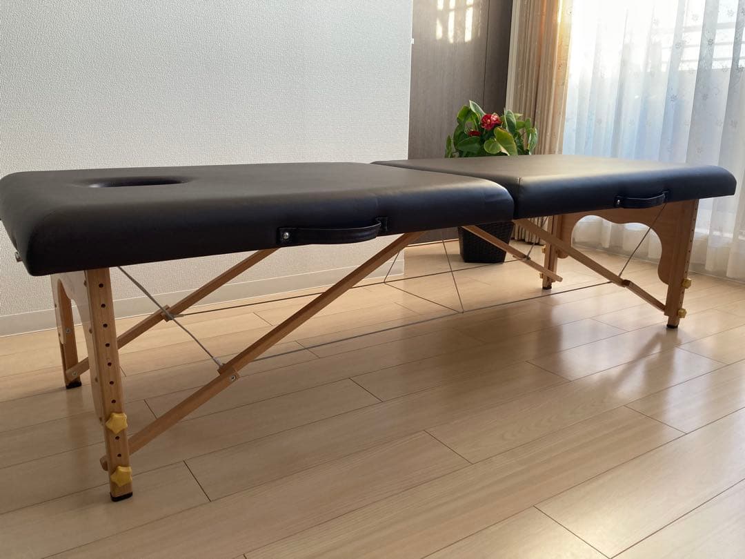 軽量　折りたたみ　マッサージベッド ブラウン　キャリーバッグ付　簡単組立　木製