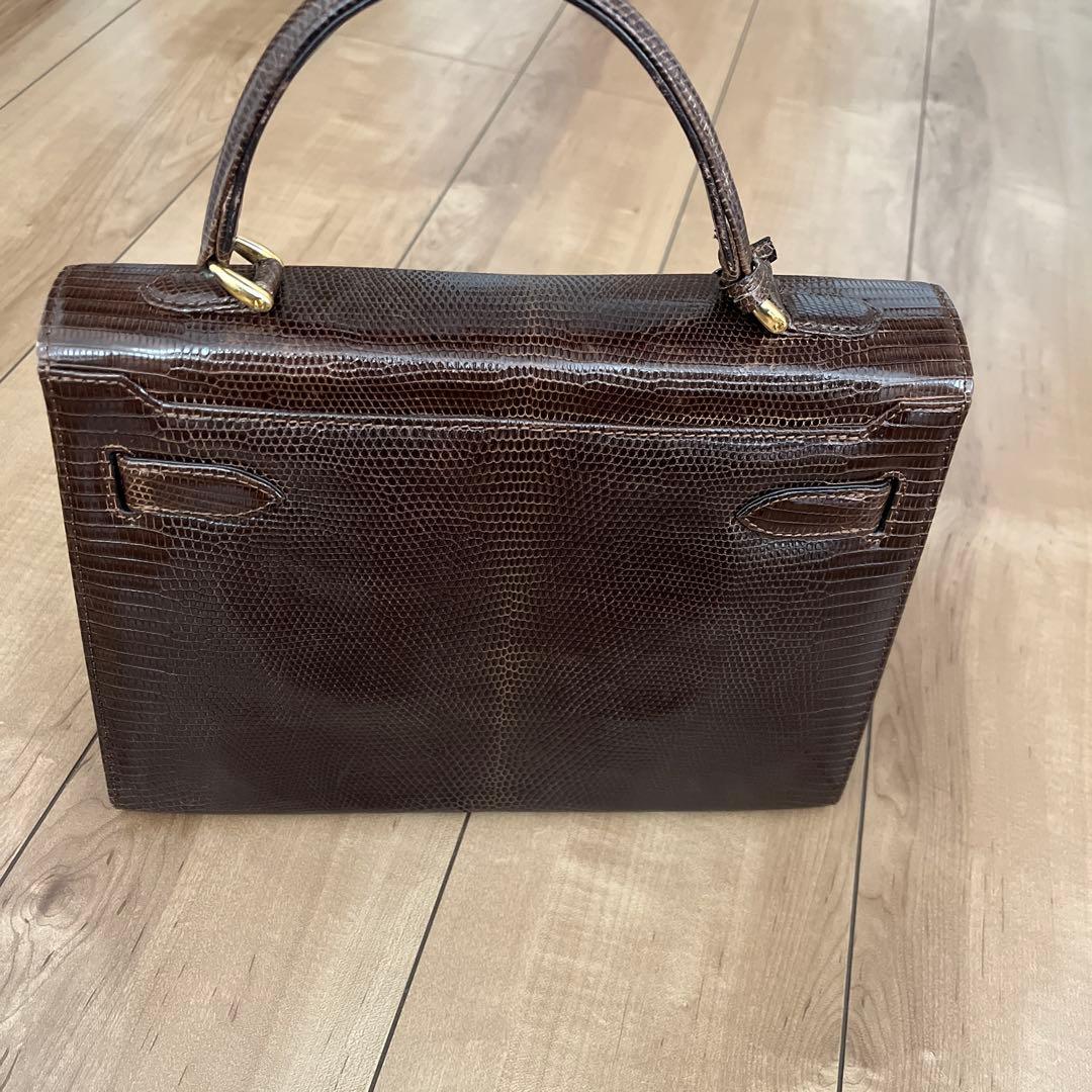 クロコダイルレザー ハンドバッグ ブラウン