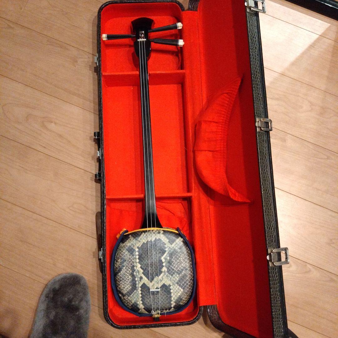 沖縄三線　蛇柄　人工皮　専用ハードケース付き