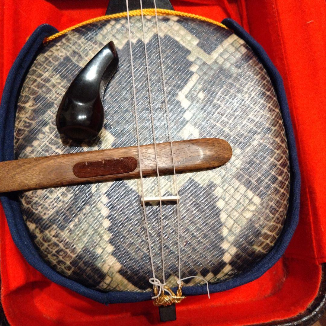 沖縄三線　蛇柄　人工皮　専用ハードケース付き