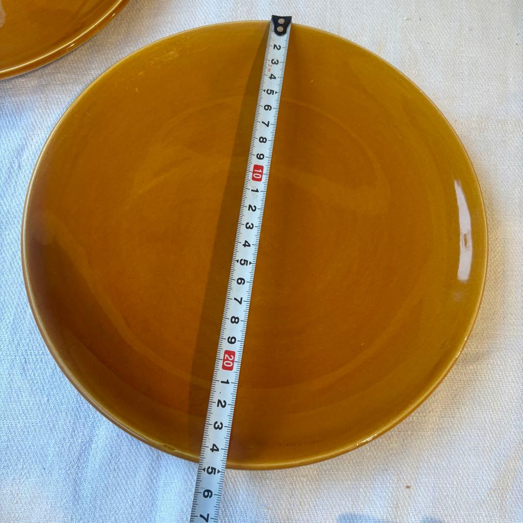 フランスヴィンテージ　サンタマン窯　プレート2点イエローブラウン古道具ブロカント