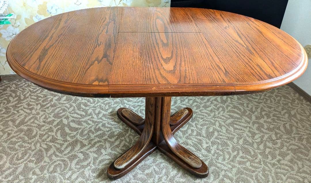 はらっぱ様　シンリー　伸長式ダイニングテーブル　カントリー調　木製　円形机