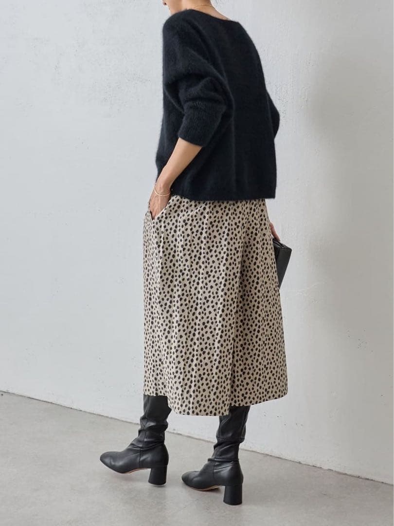 極美品✨ビアズリー 2023AW レオパードジャガードキュロットパンツ