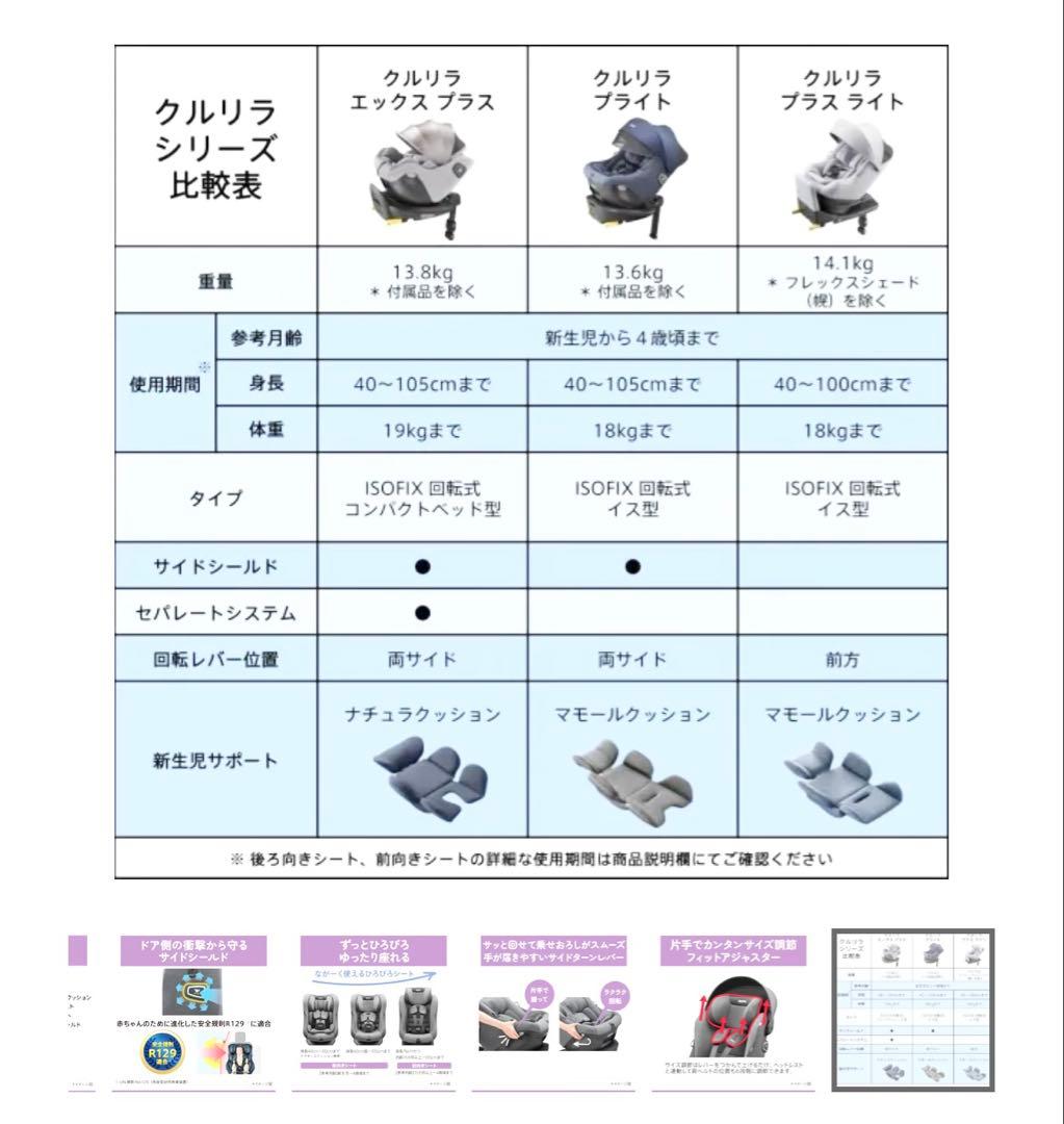 【極美品】R129適合 アップリカ クルリラプライト マモール付 付属品完備