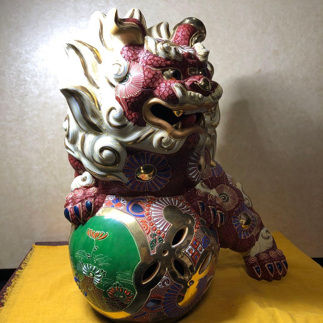 九谷焼獅子の置物 木箱付き