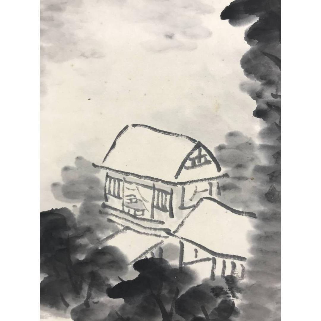 真作/下平龍邱/山水図/夏山山水/画賛/掛軸☆宝船☆AK-221