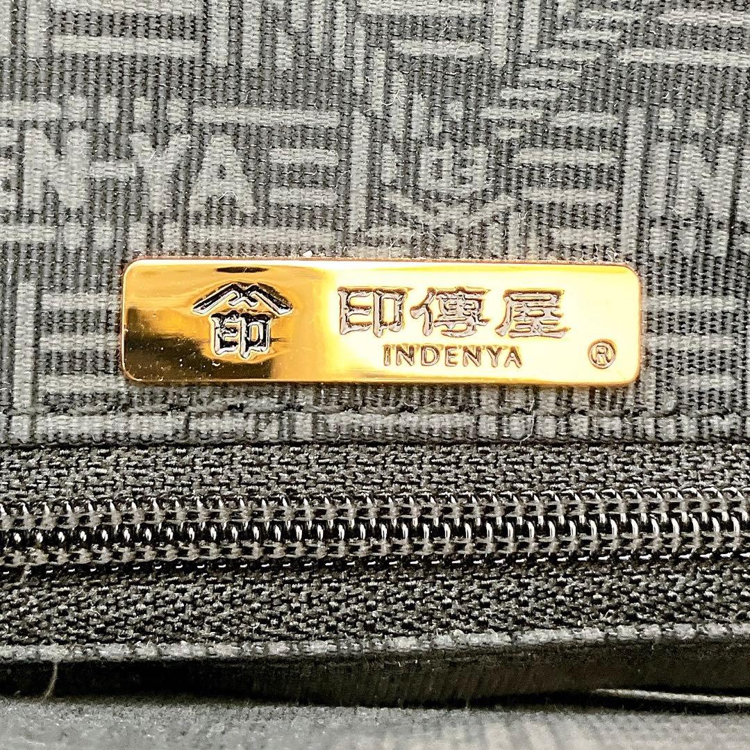 印傳屋 ハンドバッグ 黒漆 レザー 鹿革 花唐草 模様 和装 着物 甲州印伝