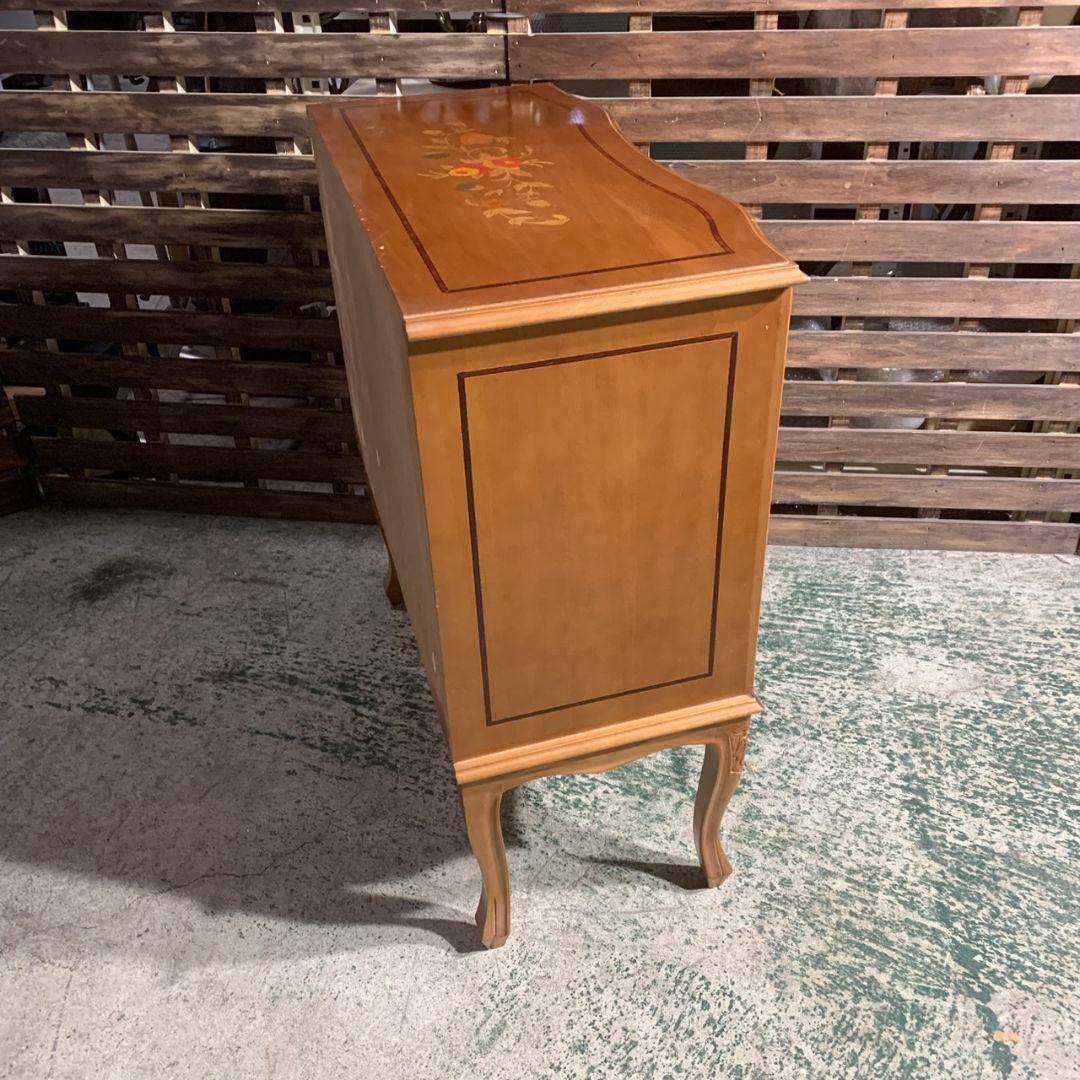 K530 猫脚 ヨーロッパ家具 象嵌細工 3段チェスト アンティーク家具