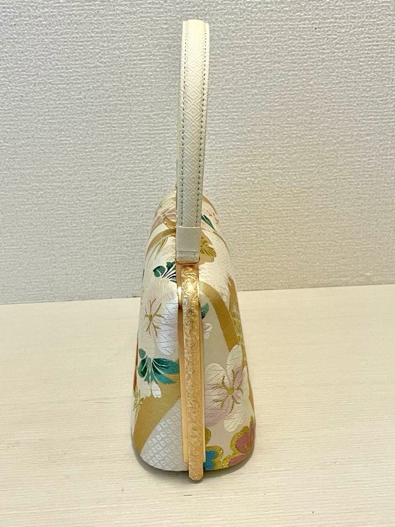 花柄 京都　西陣織　正絹　和装用バッグ　結婚式　成人式　パーティー