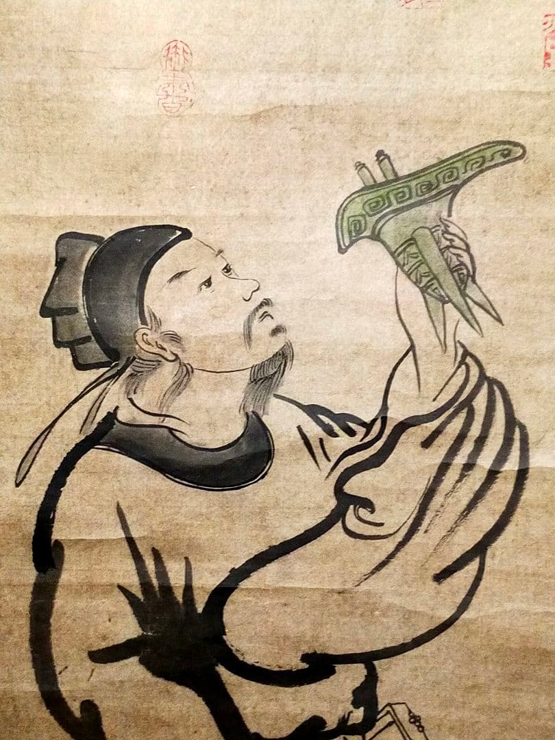 ♥とても古い♥中国♥人物♥　掛軸　清石　掛け軸　古画　古筆　骨董　古玩