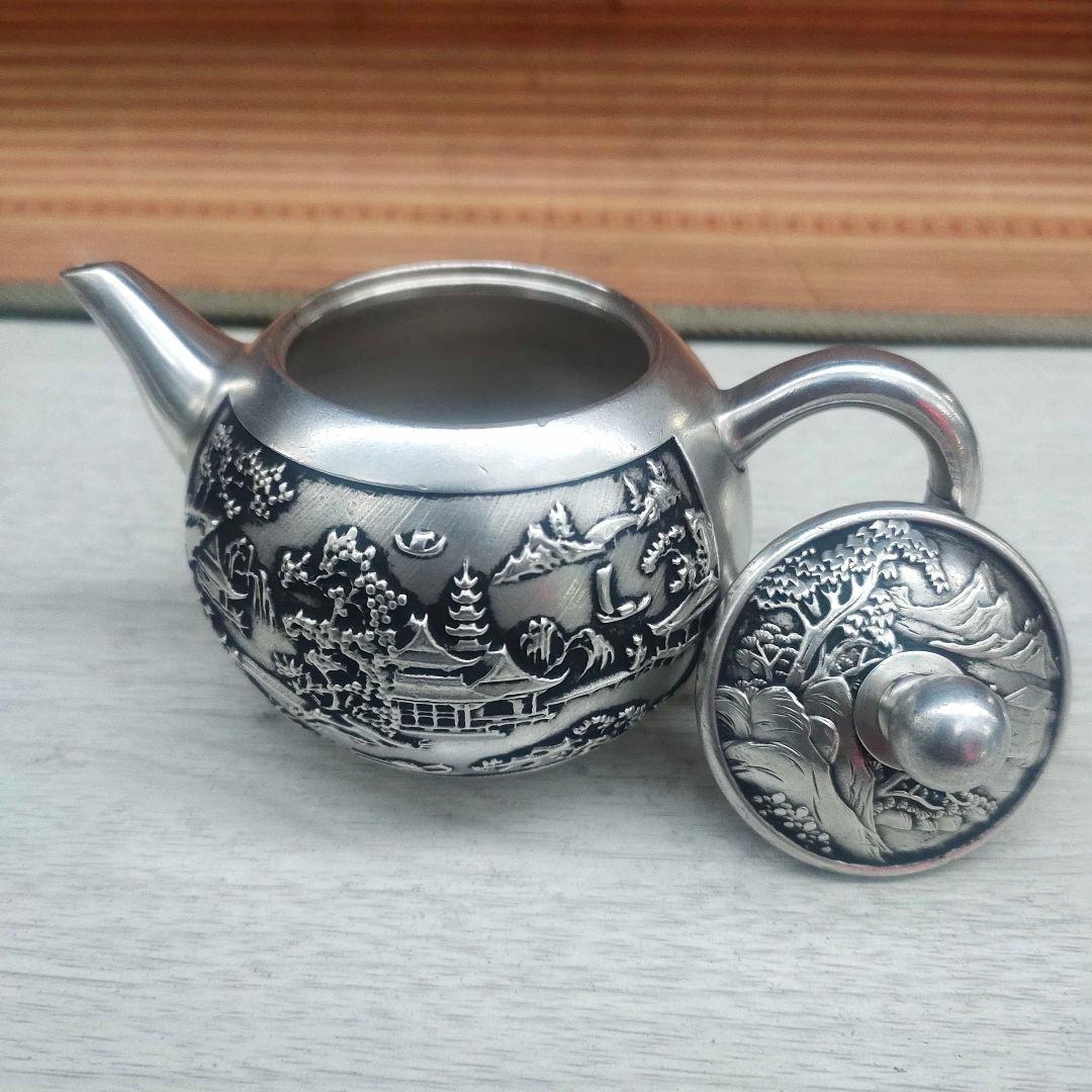 銅器 山水茶壺 酒壺 茶道具 工芸品 美術品 置物
