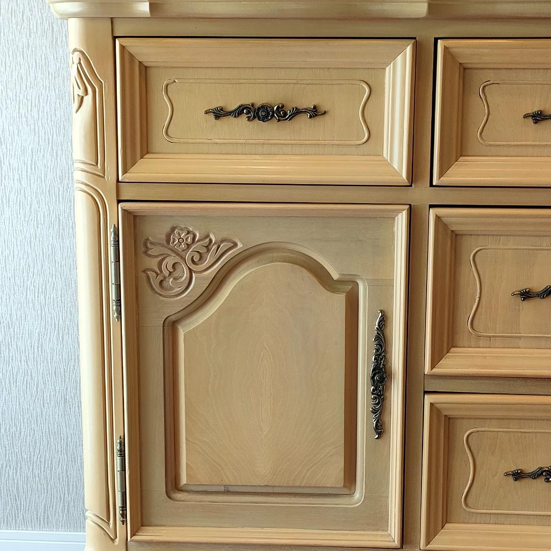 フレンチ　アンティーク　チェスト　引出し5杯　開き扉