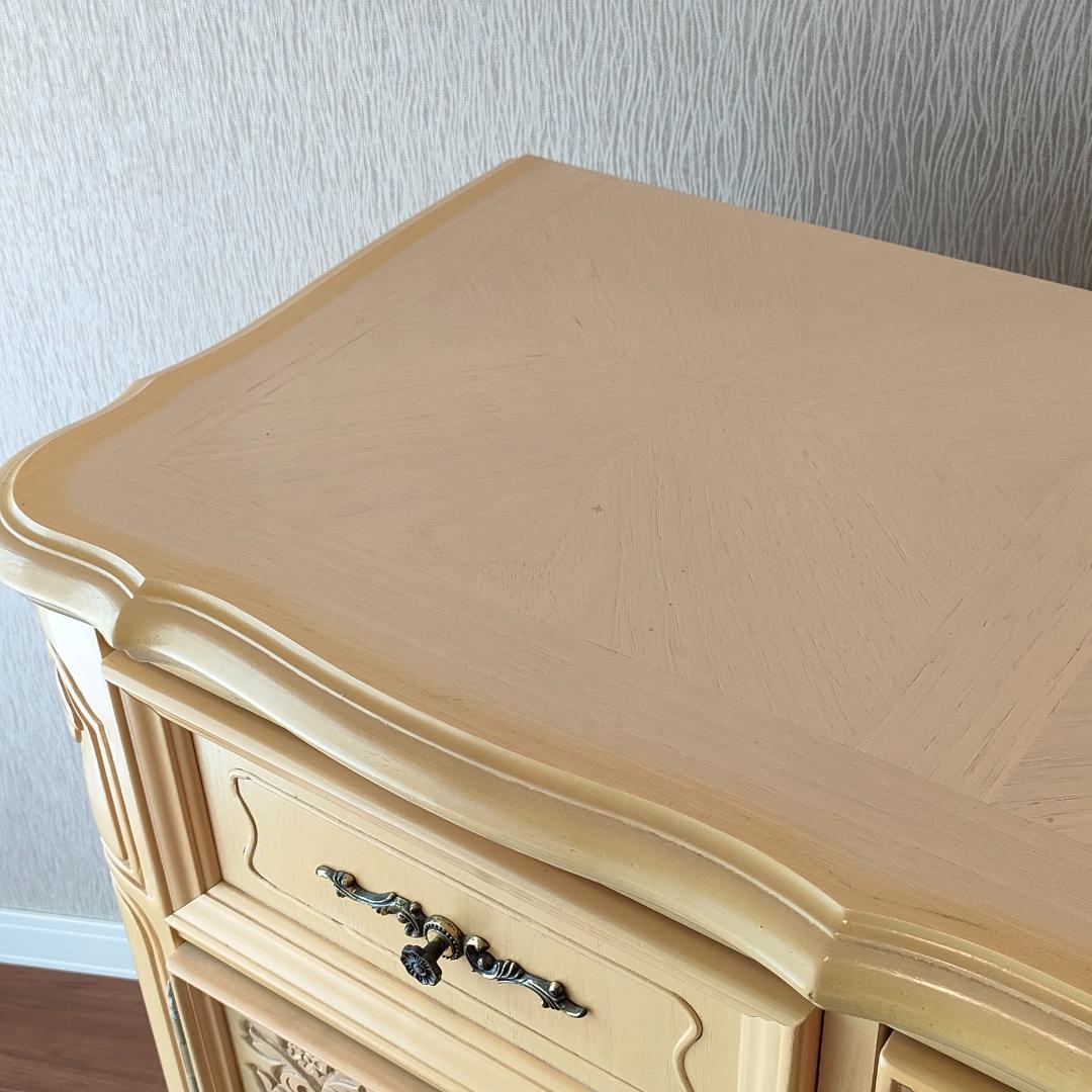 フレンチ　アンティーク　チェスト　引出し5杯　開き扉