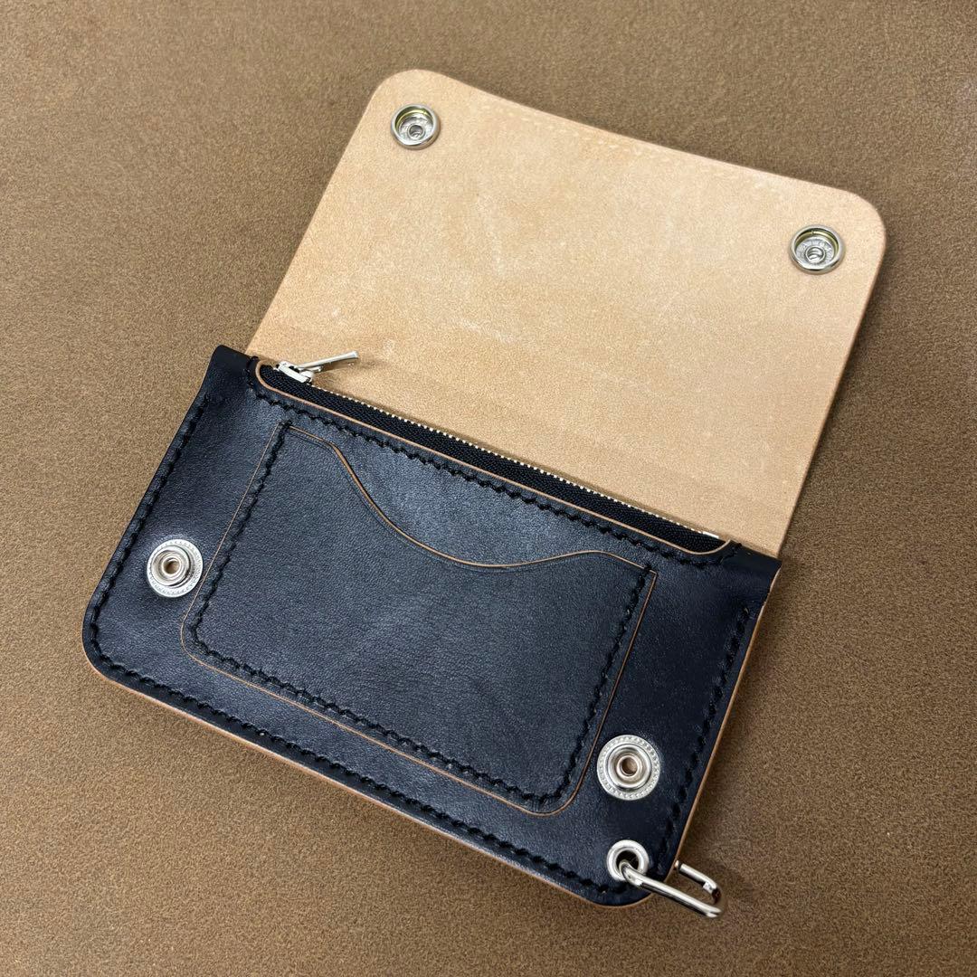 【FT】ホースハイド　トラッカーウォレット　ミドル　黒　茶心　3層　al