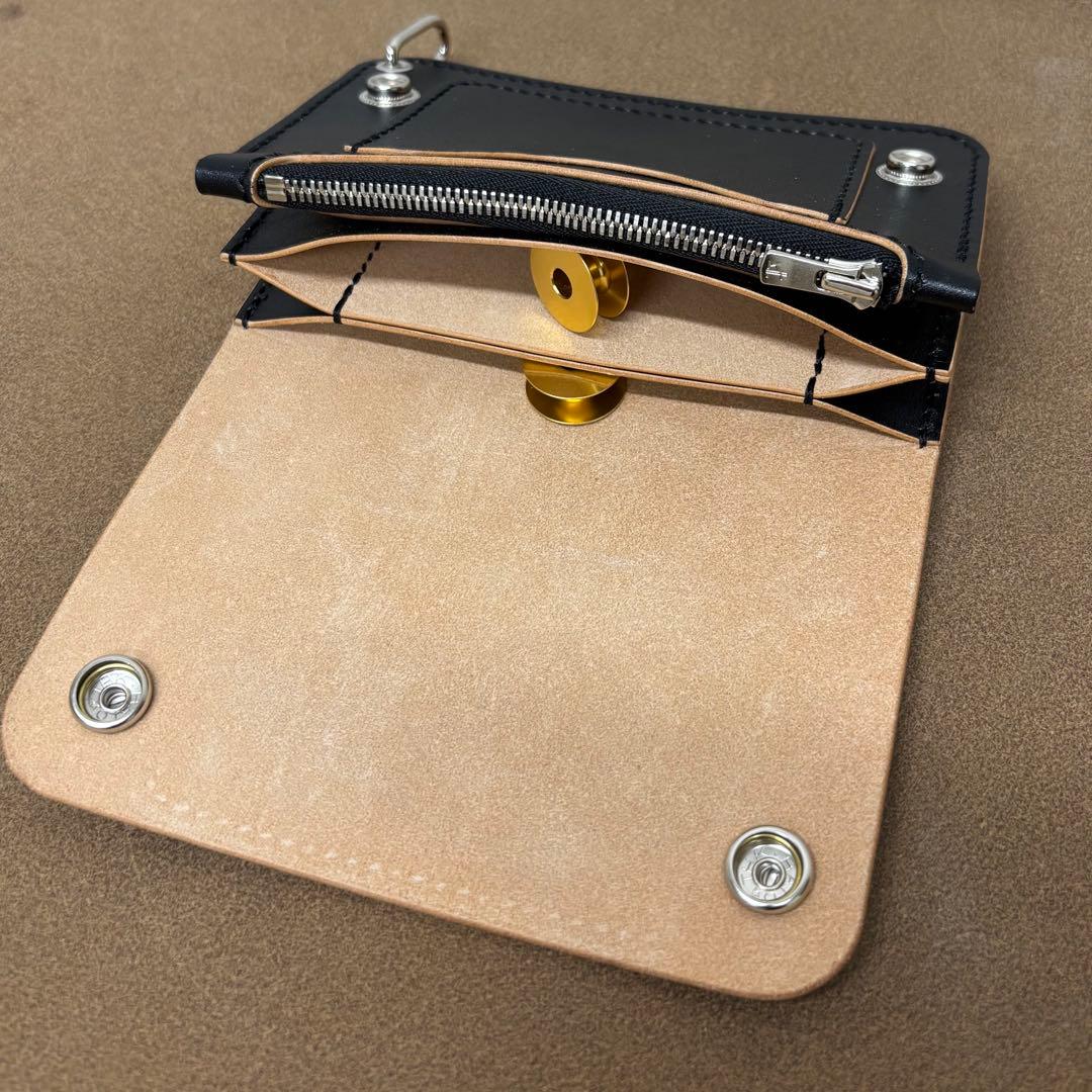 【FT】ホースハイド　トラッカーウォレット　ミドル　黒　茶心　3層　al