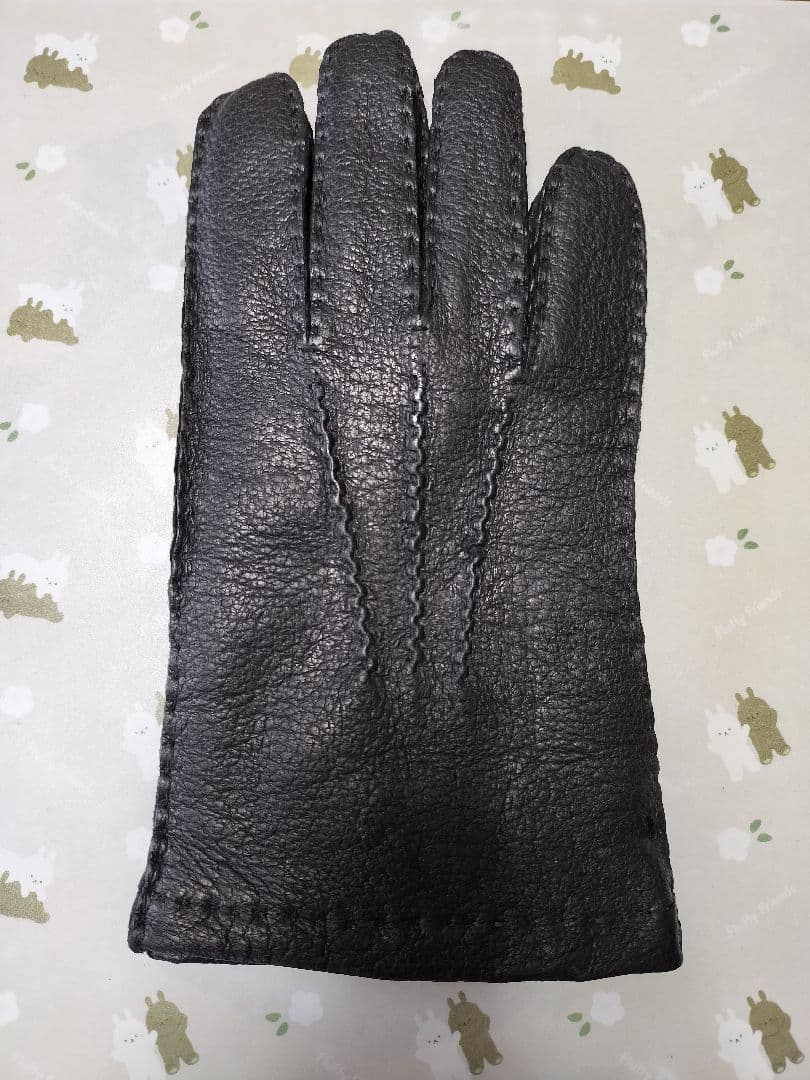 未使用　ペッカリー革手袋　カシミヤライニング　ブラック