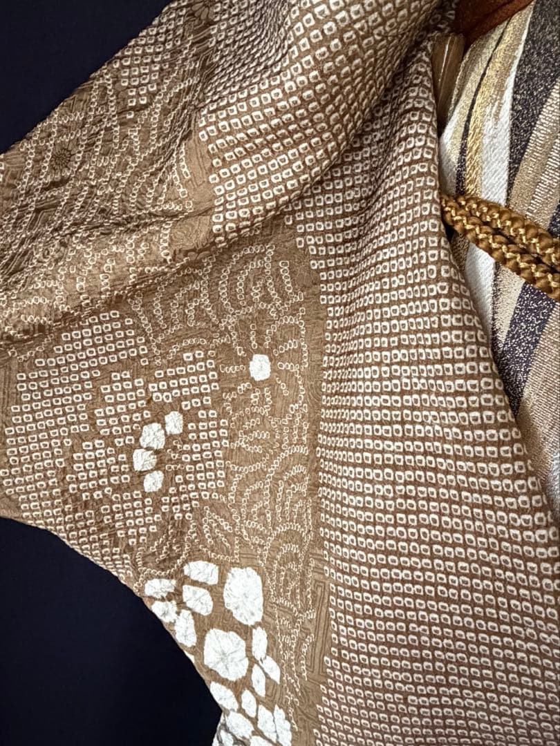 【総絞訪問着】本疋田絞り極上品　道長手絞り手染め　LLサイズ