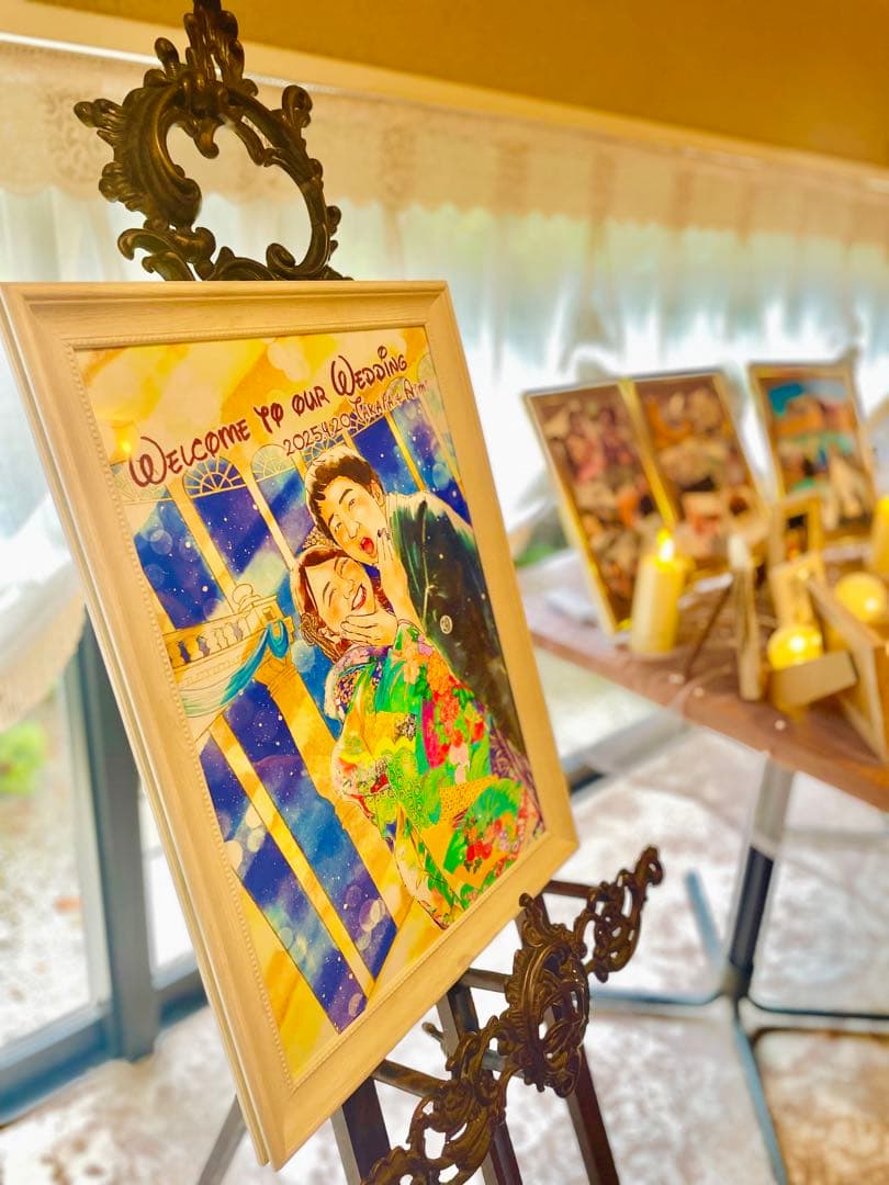 ＼結婚式の思い出にぴったり／ ふんわり水彩風のウェディング似顔絵【フレーム付き】