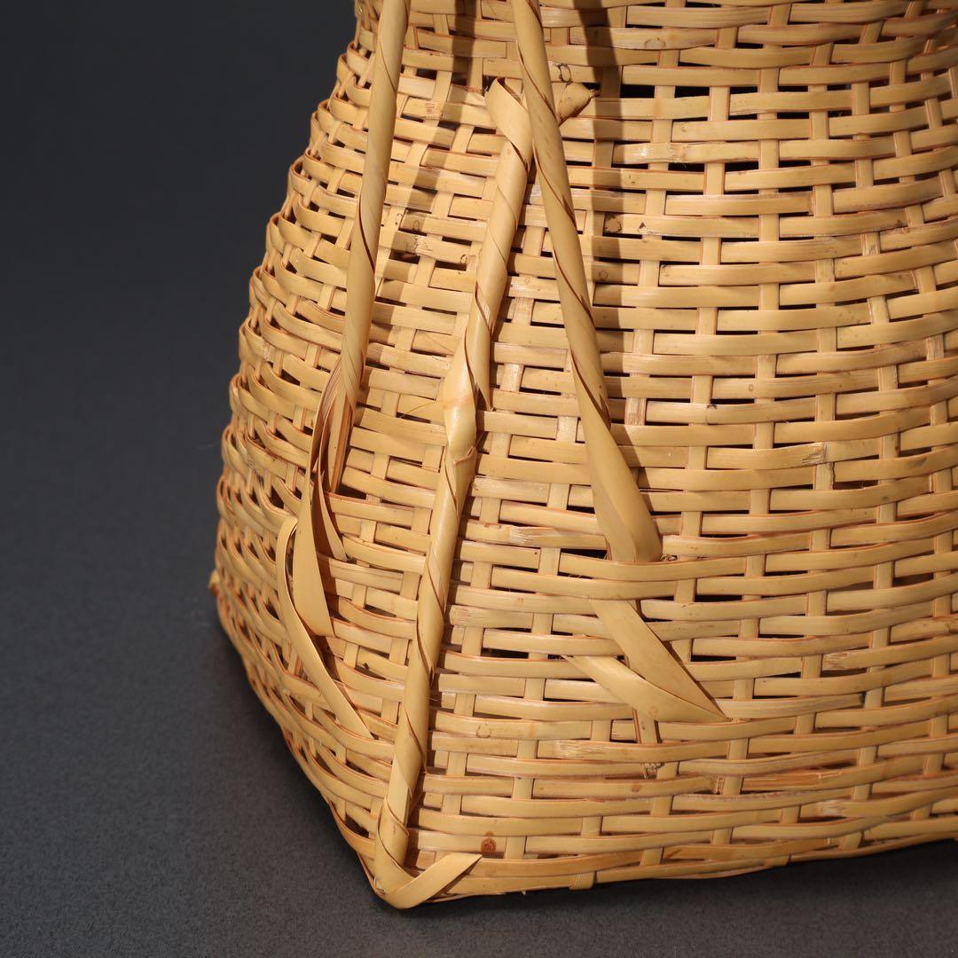 花入　花籠　即中斎好　方円籠　伝統工芸有馬籠　昭竹斎　共箱　R1499ラ