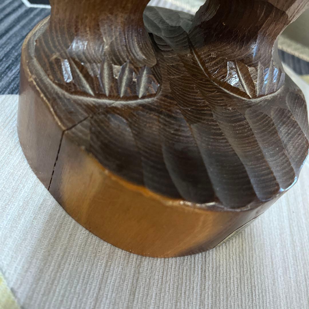 北海道　東栄民芸社　木製　木彫り　熊　おんぶ　肩車　彫刻　民藝　クマ　レトロ