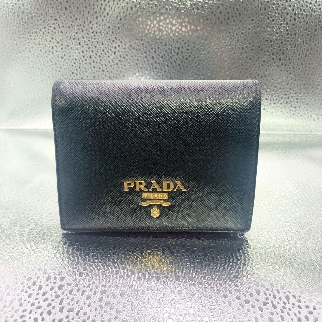 極美品！PRADA プラダ サフィアーノ 二つ折り財布 箱、ギャランティ有