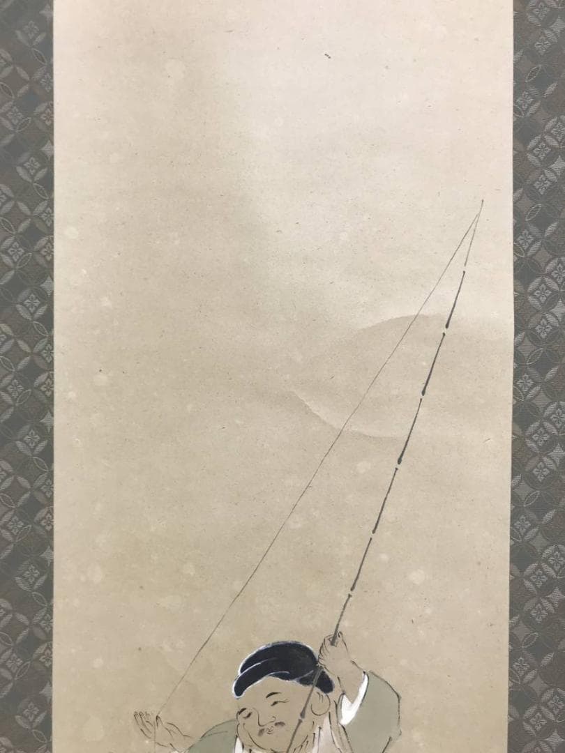 【真作】雲仙/恵比寿図/恵比須図/エビス図/人物図/掛軸/名家伝来/AD-356