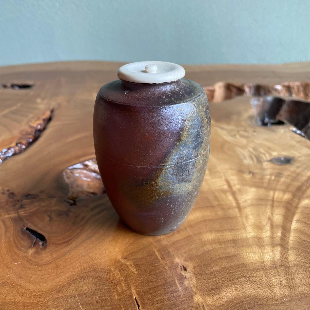 備前焼 肩衝茶入 陶峯作 茶道具 共箱