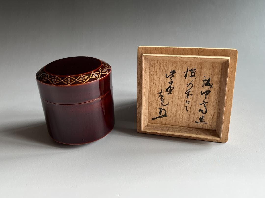 薄茶器　誠中斎　面七宝蒔絵　雪吹　立花大亀書付