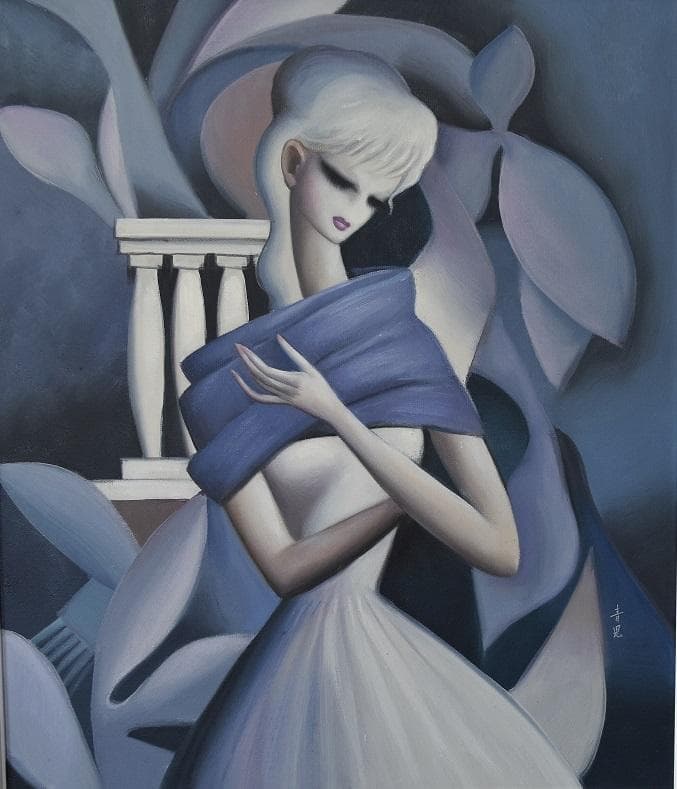 20世紀・日本の洋画家・二科展ドン　東郷青児　肉筆油彩色