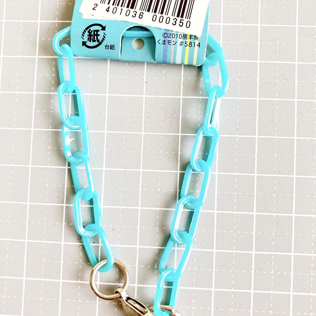 ☘️ くまモン ストラップ 黒 水色チェーン ご当地キャラクター 熊本 ゆるキャラ