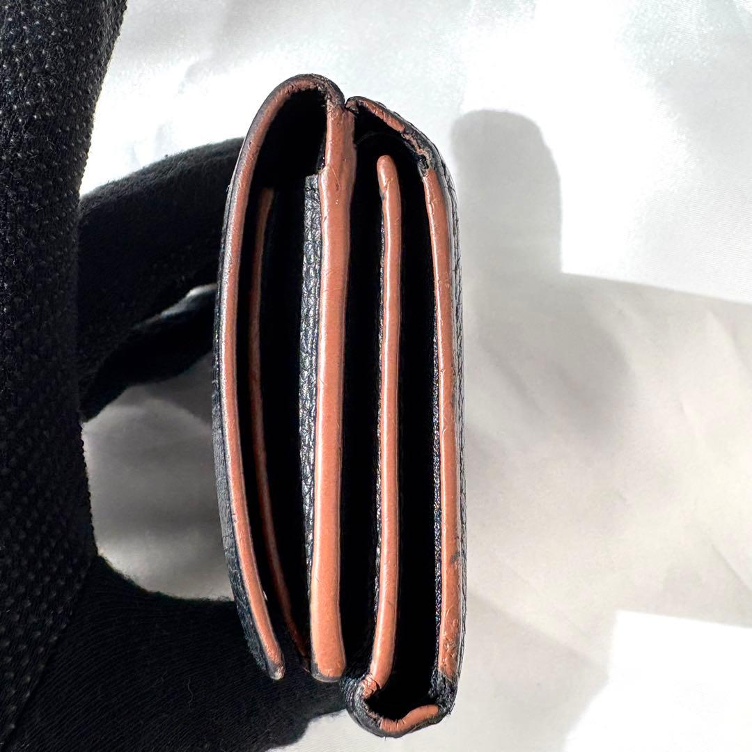 ロエベ 三つ折り財布 トライフォールド アナグラム ブラック レザー