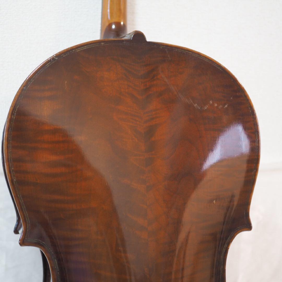 メーカー不明 チェロ 4/4 虎杢 弓 ソフトケース付き