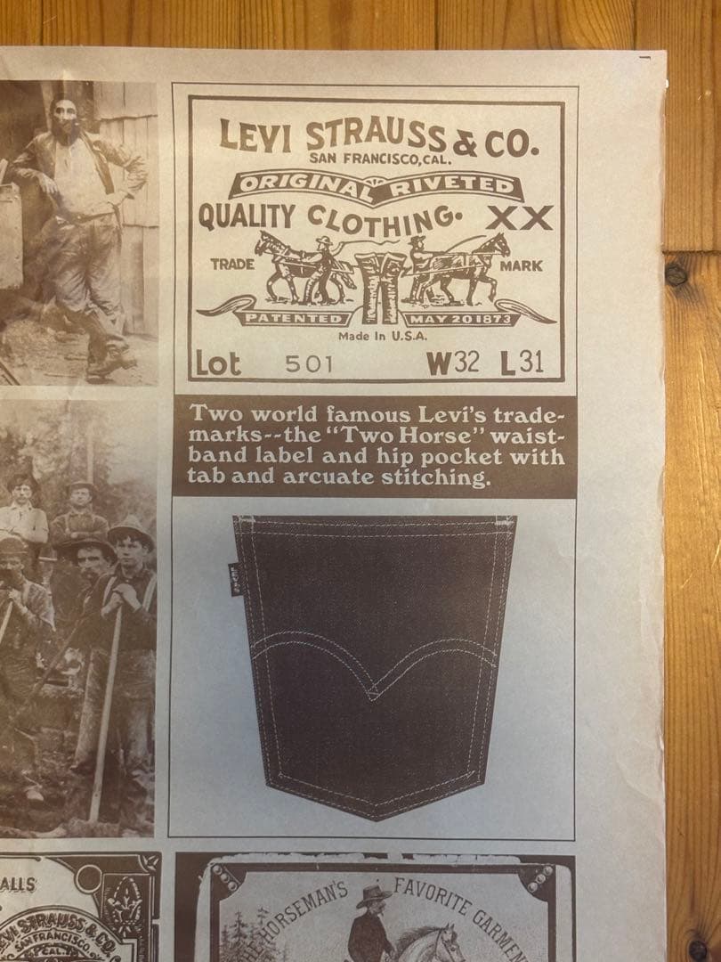 レア70年代オリジナルLEVISリーバイス販促用ビンテージ歴史ポスターBIG E