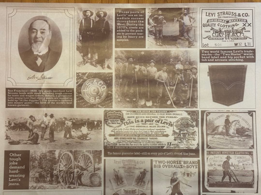 レア70年代オリジナルLEVISリーバイス販促用ビンテージ歴史ポスターBIG E