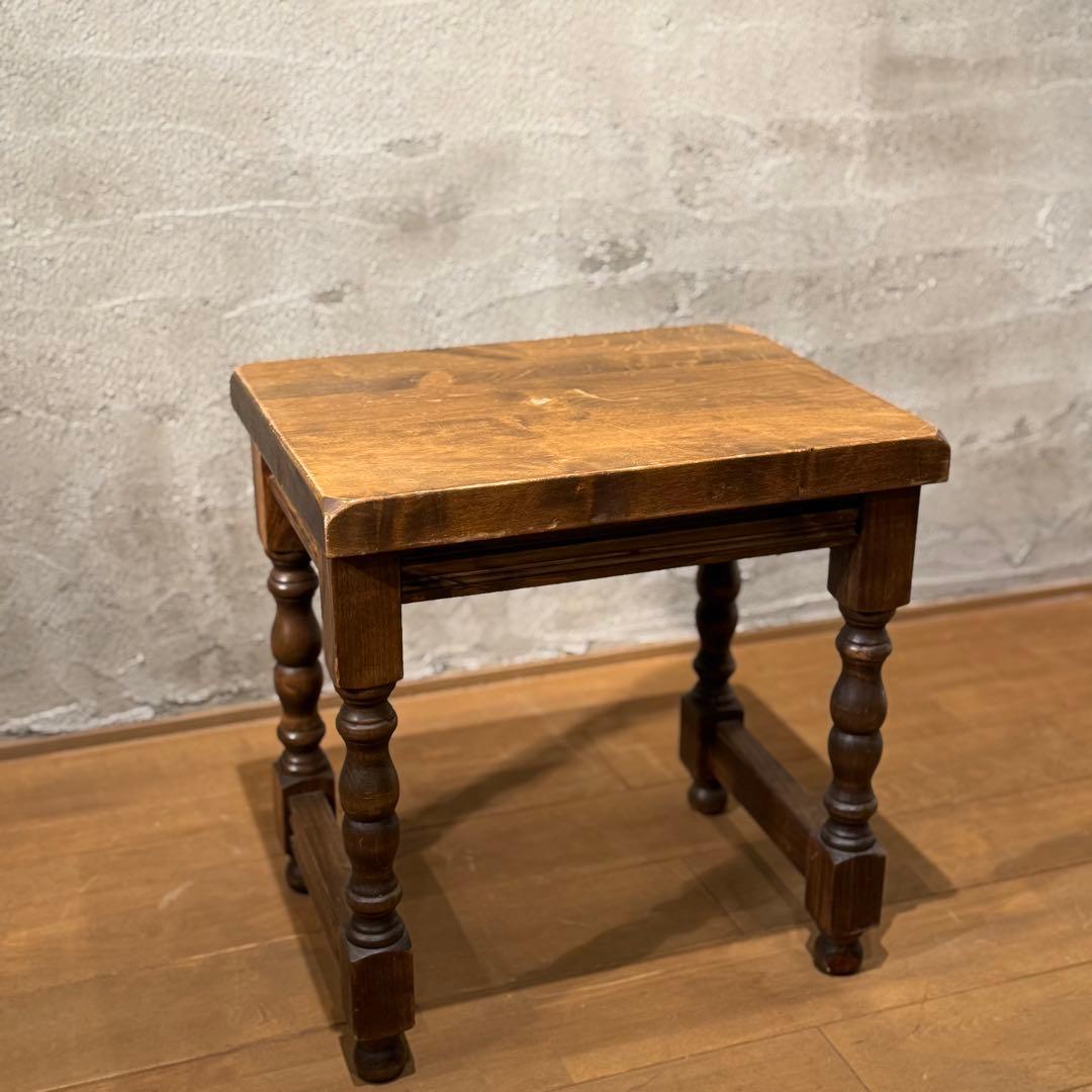 【さくら】ヴィンテージサイドテーブル　ろくろ脚