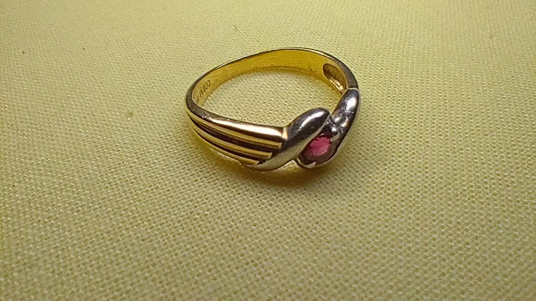 K18 Pt900コンビ ルビーの指輪