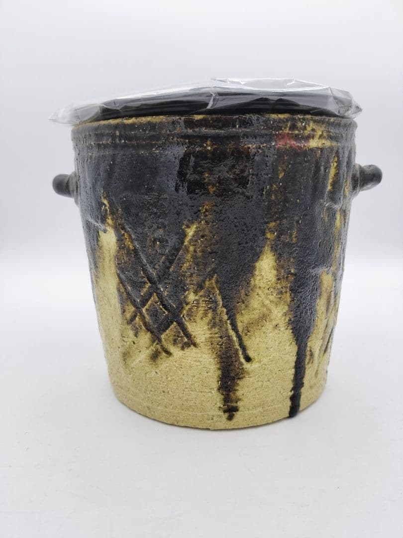 b385 【新品・未使用】水指 焼貫 川崎和楽 木箱 茶道具