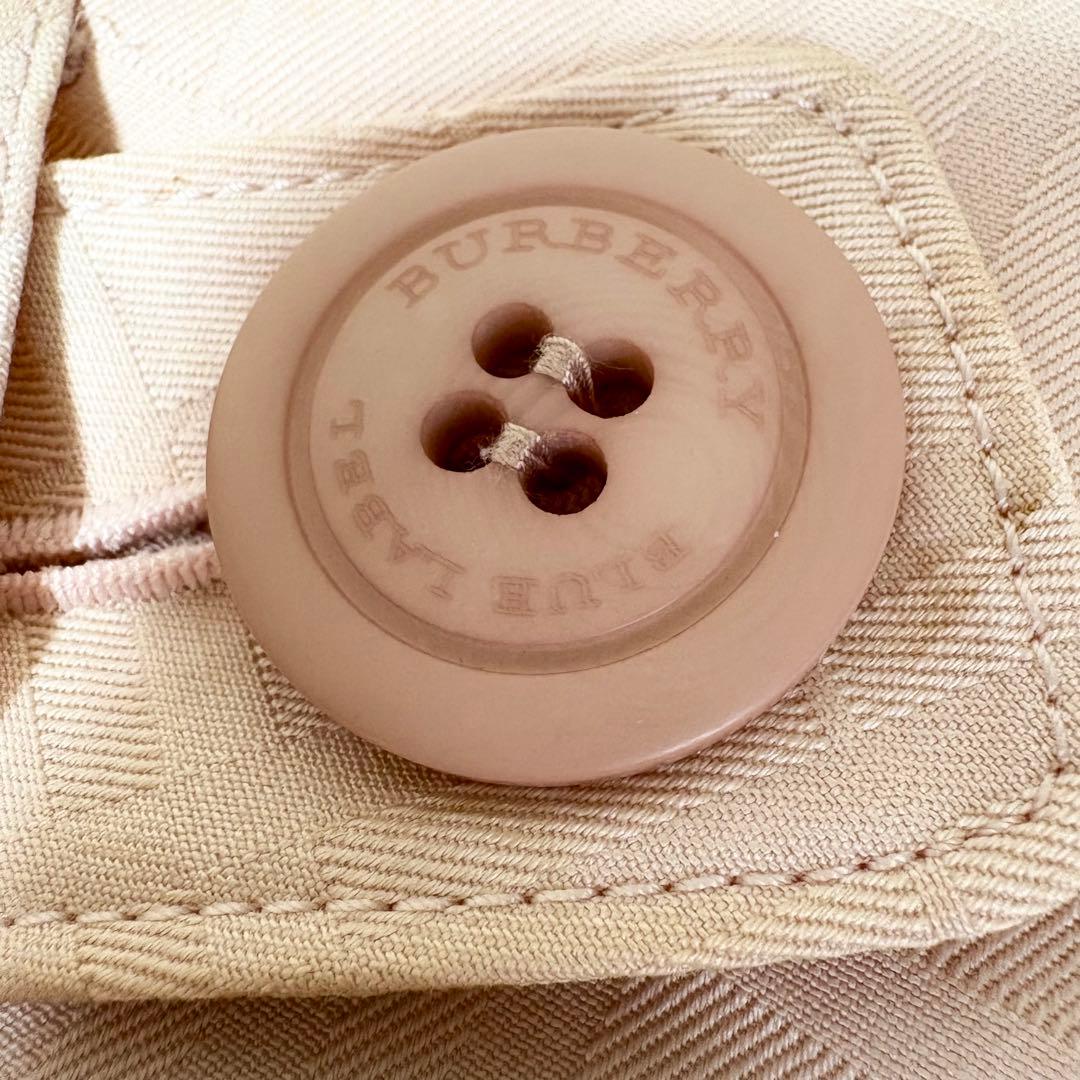 バーバリーブルーレーベル ノバチェック ベルト ボタン プリーツスカート ピンク