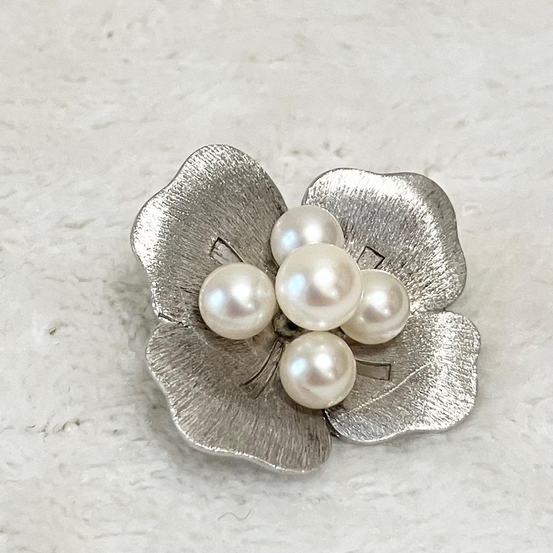 ★美品★ミキモト　パールブローチ　フラワー　お花　あこや真珠　シルバー　5粒