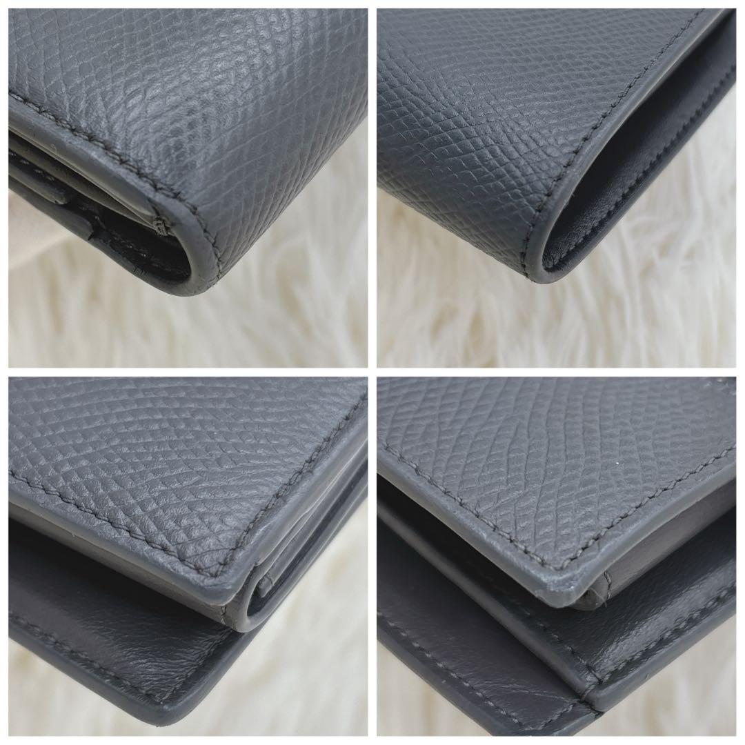 美品✨️CELINE 二つ折り財布 グレー×ピンク スモールストラップウォレット