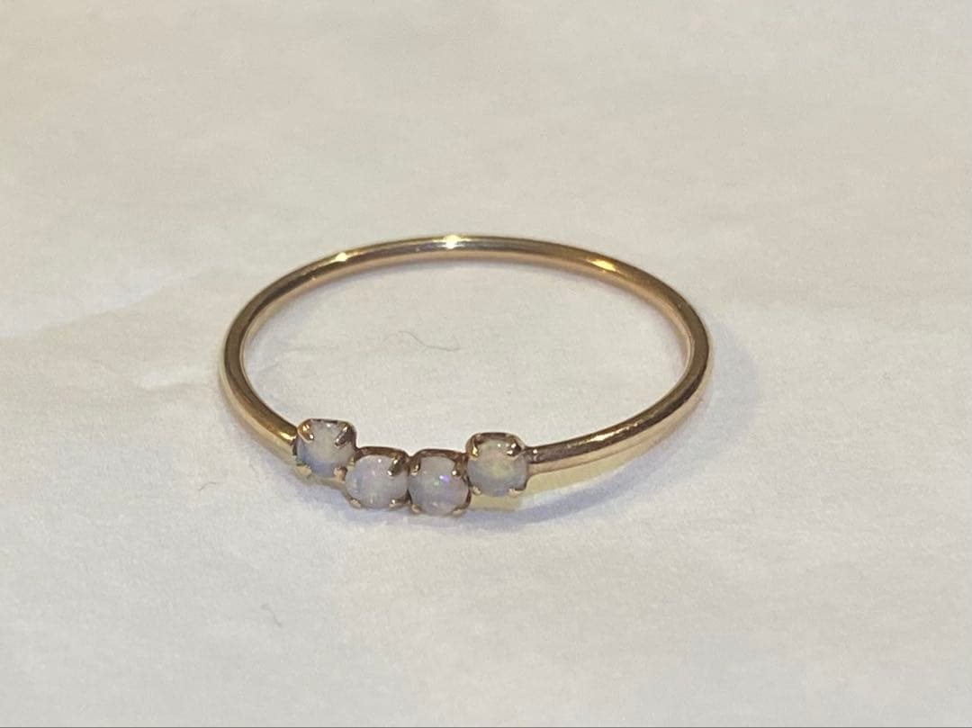 【値下】agete K10 11号リング４粒 オパールリング 【販売証明書付き】