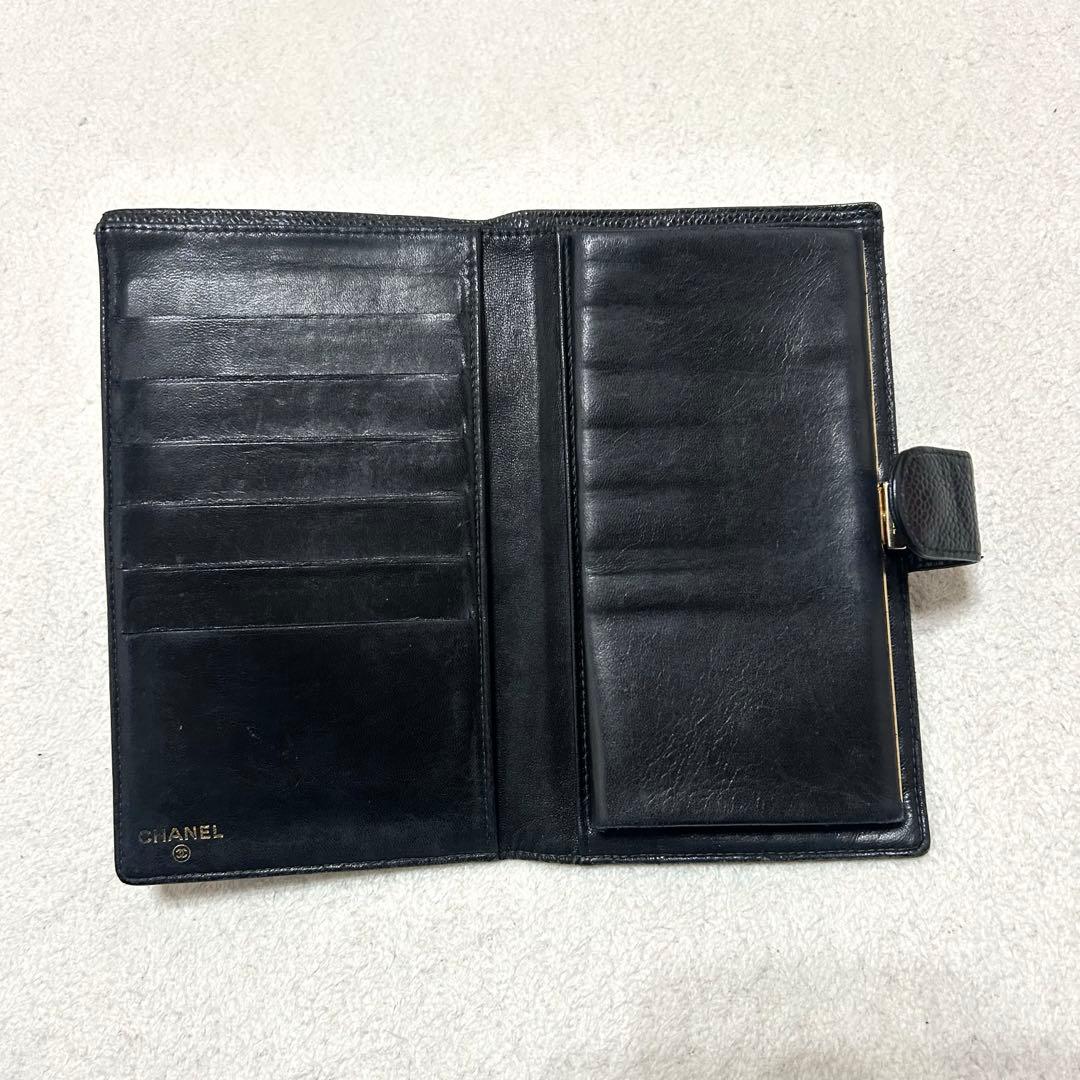 美品❗️ CHANEL シャネル　ココマーク　キャビアスキン　長財布　ブラック