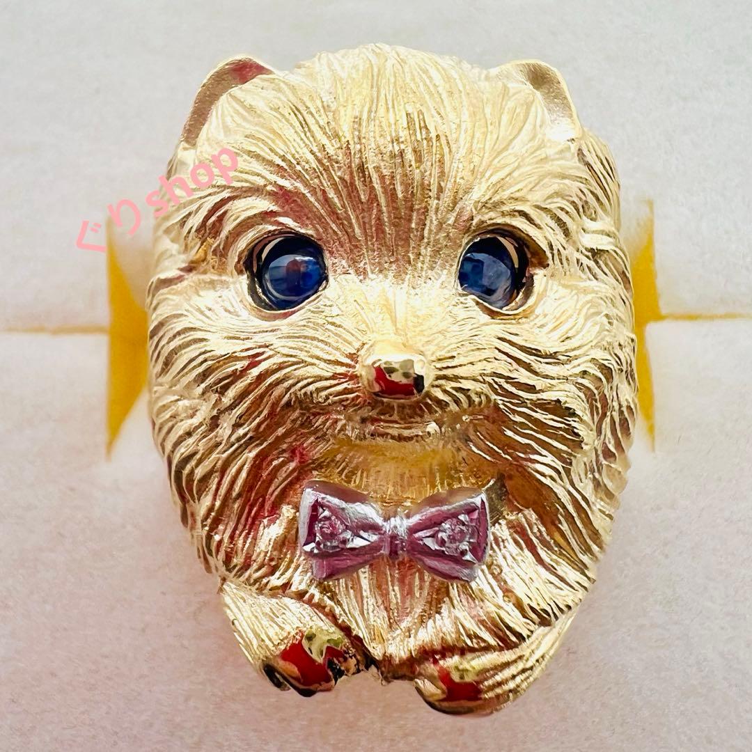 k18 犬 モチーフ リング